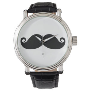Rolig vintagesvartmustasch armbandsur