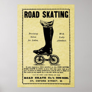 Rolig vintageVictorianrulle som åker skridskor Poster