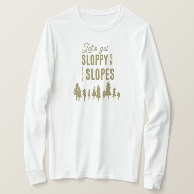 Rolig Vinter Skidor Snowboard Sjungbröllopsfest T Shirt (Design framsida)