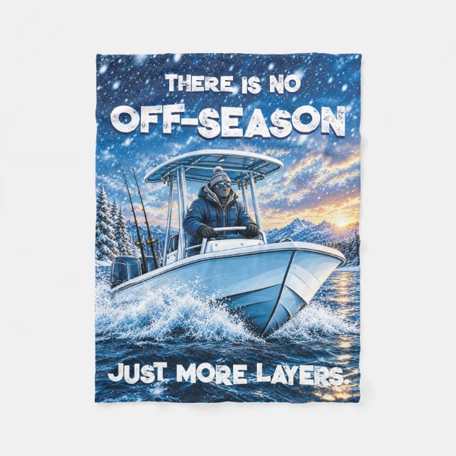 Rolig vinterbåts slogan Kallväderfiske Fleecefilt (Framsidan)