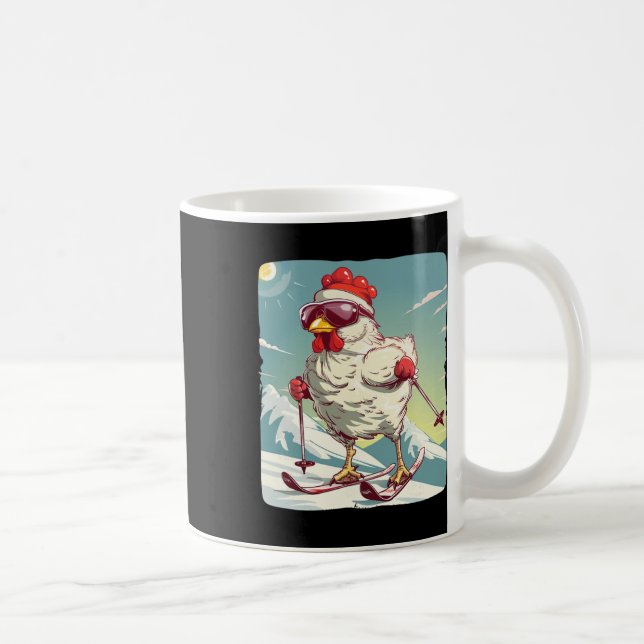 Rolig vinterkyckling med längdskidskor kaffemugg (Höger)