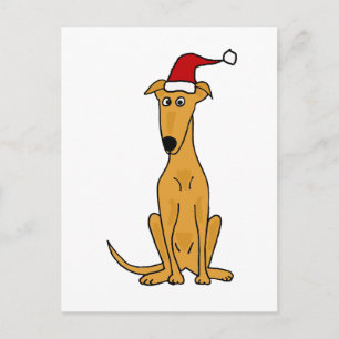 Rolig vinthundhund i konst för Santa hattjul Helg Vykort