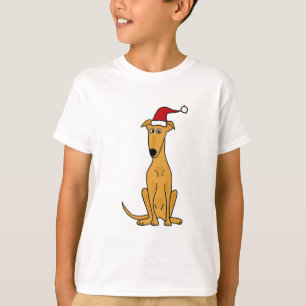 Rolig vinthundhund i konst för Santa hattjul T Shirt