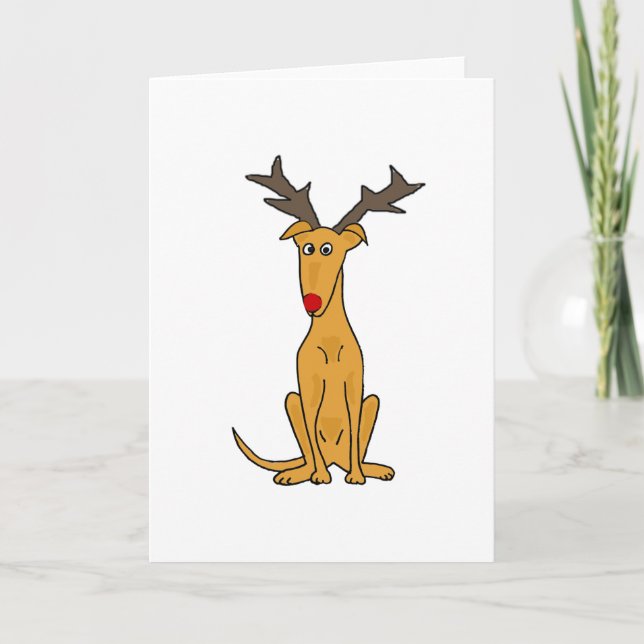 Rolig vinthundhund som julren helgkort (Framsida)