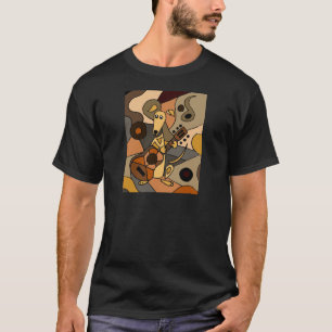 Rolig vinthundhund som leker gitarrabstrakt tee