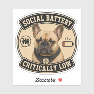 Rolig vinyldekal med fransk bulldog | Socialt batt Klistermärken