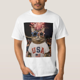 Rolig Viral Meme Tabby Katt 4:e Juli T Shirt