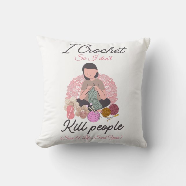 Rolig Virkad Citat Garn Älskare Design Kudde (Framsida)