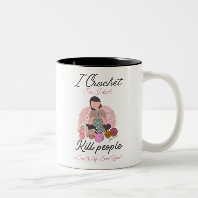 Rolig Virkad Citat Garn Älskare Design Två-Tonad Mugg (Höger)