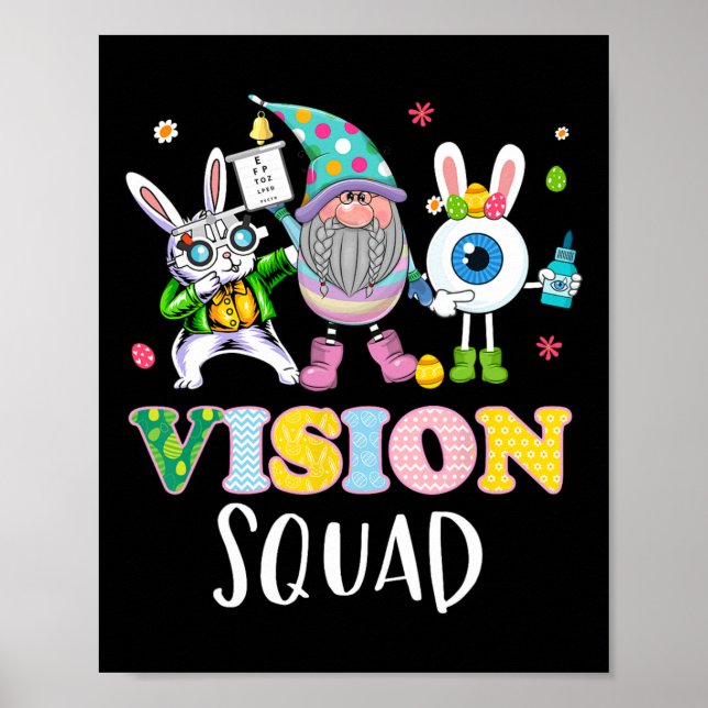 Rolig Vision Squad Optometri Optiker Kanin Påsk Poster (Framsidan)