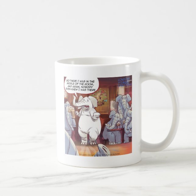 Rolig Vit Elefant I Rummet Kaffemugg (Höger)