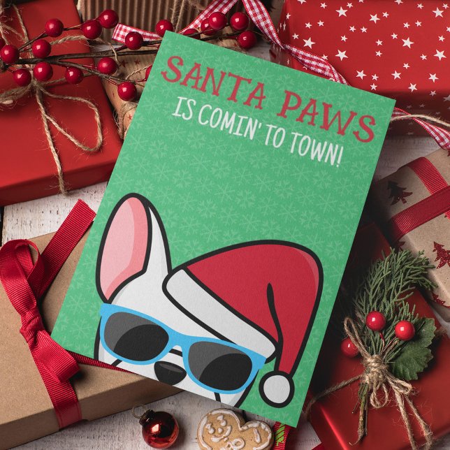 Rolig vit fransk bulldogg Santa Paws jul Kort (Skapare uppladdad)