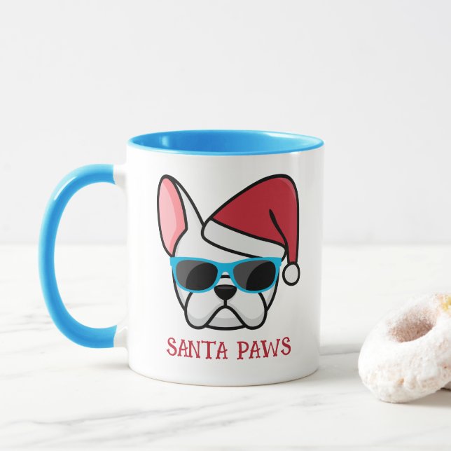 Rolig vit franskis Santa Paws jul Mugg (Med munk)