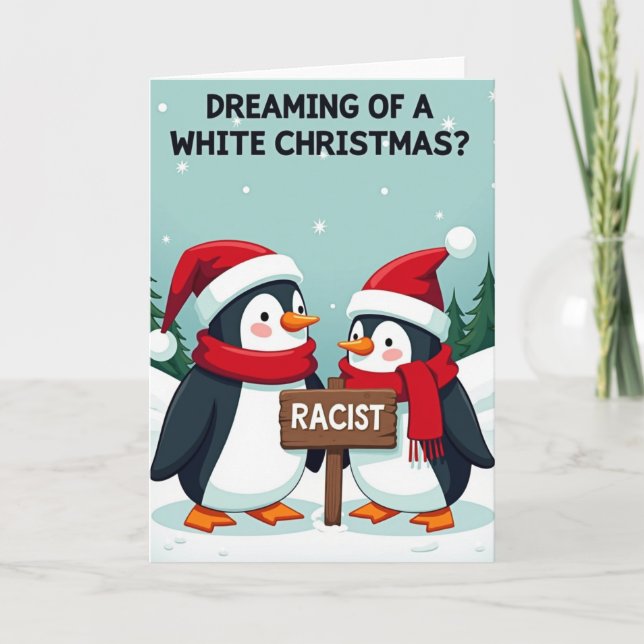 Rolig Vit Jul Pingvin Kort (Framsida)
