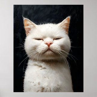 Rolig vit katt med attityd, inte imponerad – Whi Poster