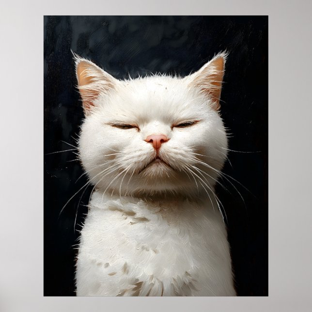 Rolig vit katt med attityd, inte imponerad – Whi Poster (Framsidan)