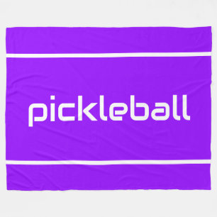 Rolig vit PICKLEBALL-text med ränder på klarlila Fleecefilt