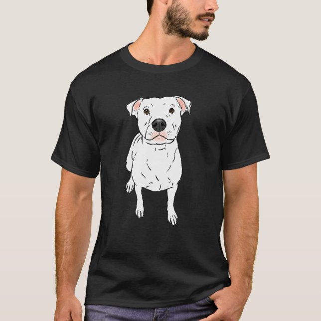 Rolig Vit Pit Bull Vit Pittie Pit Bull  Pit Bu T Shirt (Framsida)
