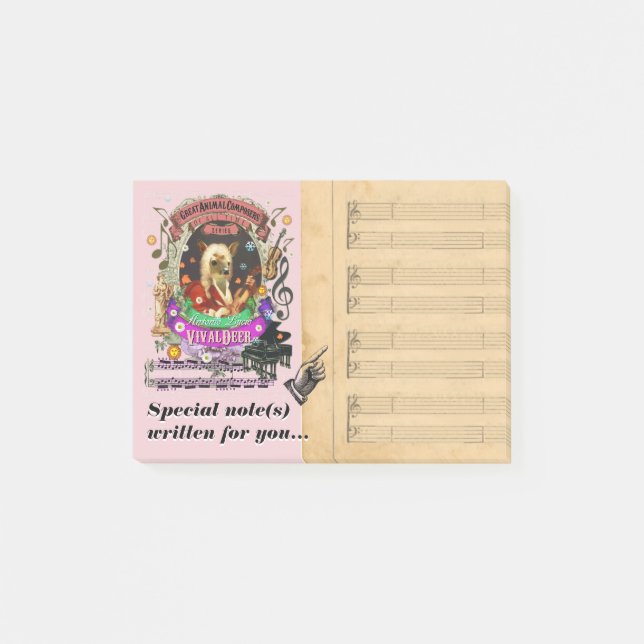 Rolig Vivaldeer Vivadi klassisk musikparodi Post-it Block (Framsida)