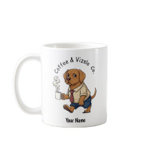 Rolig Vizsla Hund Affärskostym Kaffe