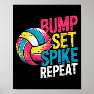 Rolig Volleyboll Skämt Bump Set Spike Upprepa Spel Poster