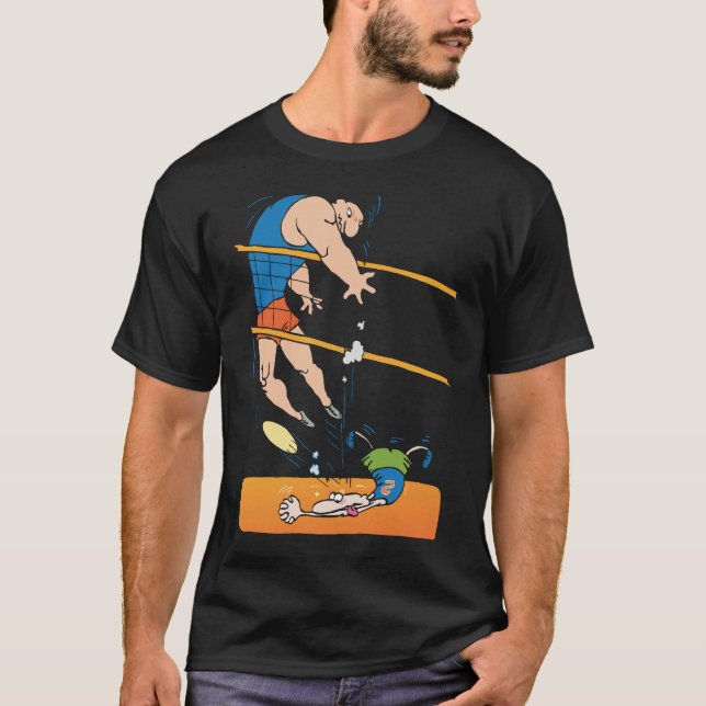 Rolig volleybollsvartT-tröja Tee Shirt (Framsida)