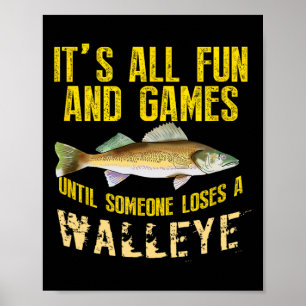 Rolig Walleye Fiske Sötvatten Fisk Grafisk Herrar Poster