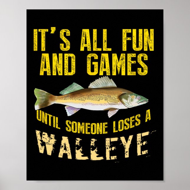 Rolig Walleye Fiske Sötvatten Fisk Grafisk Herrar Poster (Framsidan)