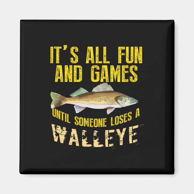 Rolig Walleye Fiske Sötvatten Fisk Grafisk Män  Magnet (Framsidan)