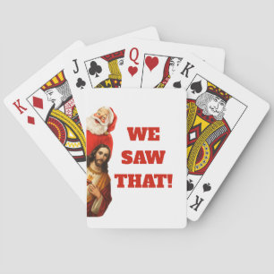 Rolig ”We Saw That” Santa och Jesus-design Casinokort