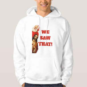 Rolig ”We Saw That” Santa och Jesus-design Hoodie