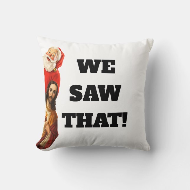 Rolig ”We Saw That” Santa och Jesus-design Kudde (Framsida)