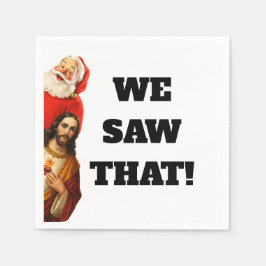 Rolig ”We Saw That” Santa och Jesus-design Pappersservett