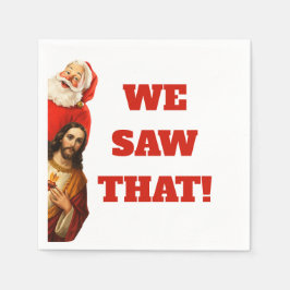 Rolig ”We Saw That” Santa och Jesus-design Pappersservett