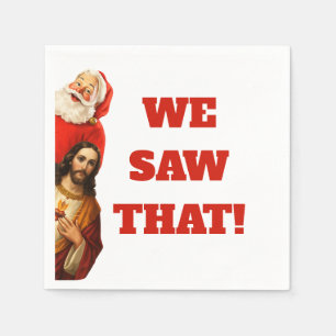 Rolig ”We Saw That” Santa och Jesus-design Pappersservett