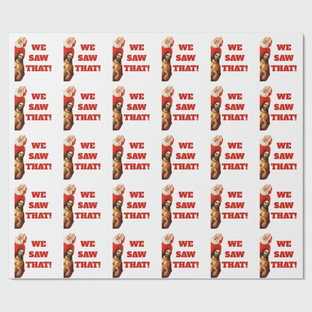 Rolig ”We Saw That” Santa och Jesus-design Presentpapper (Platt)