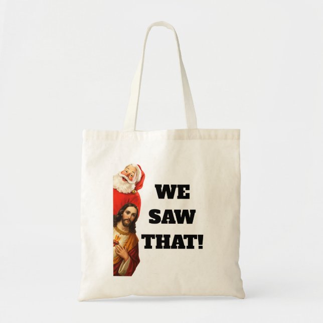 Rolig ”We Saw That” Santa och Jesus-design Tygkasse (Framsidan)