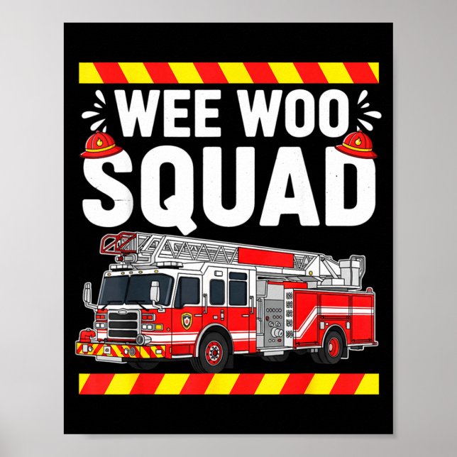 Rolig Wee Woo-styrka Brandkår Fire Fighter Fi Poster (Framsidan)