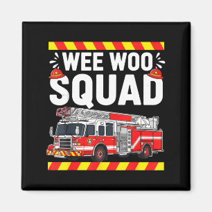 Rolig Wee Woo-styrka Brandkår Rödbrandbil Eldsläck Magnet