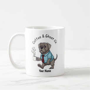 Rolig Weimaraner Hund Affärsdräkt Kaffe Kaffemugg