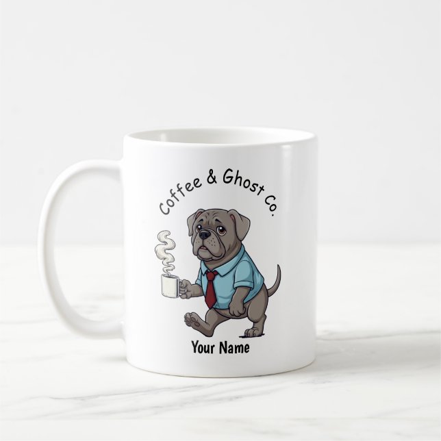 Rolig Weimaraner Hund Affärsdräkt Kaffe  Kaffemugg (Vänster)
