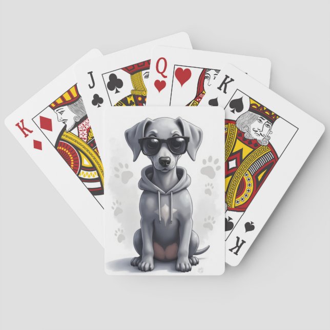 Rolig Weimaraner Kawaii Hund Casinokort (Baksidan)