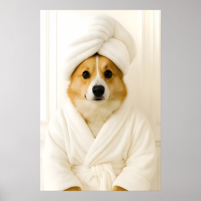 Rolig Welsh Corgi Badrumstryck, Corgi I Poster (Framsidan)