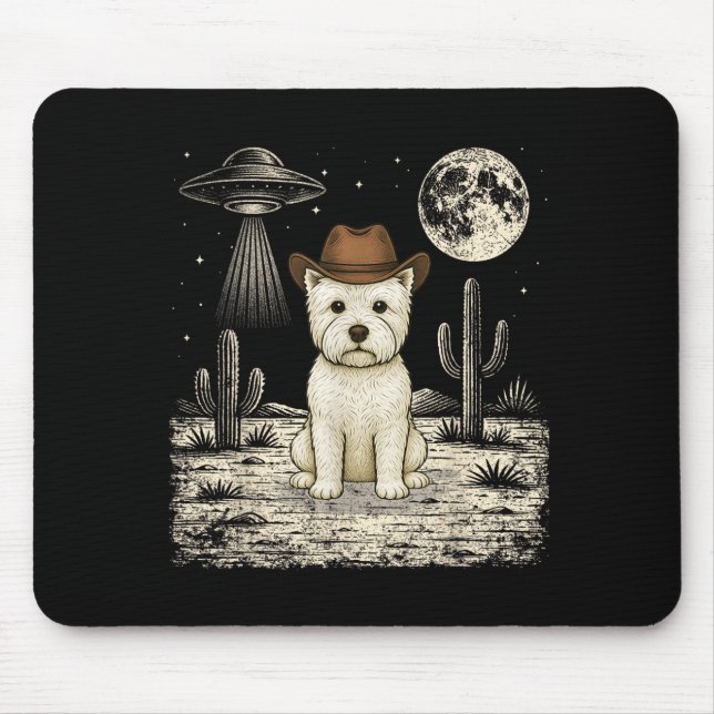 Rolig West Highland White Terrier Cowboy Västern Musmatta (Framsidan)
