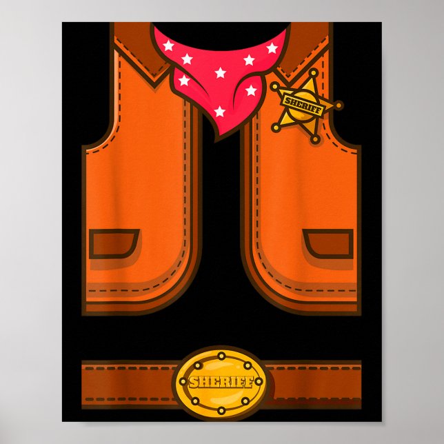 Rolig Western Sheriff Halloween Cowboy Väst Enkel Poster (Framsidan)