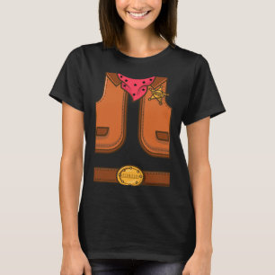 Rolig Western Sheriff Halloween Cowboy Väst Enkel T Shirt