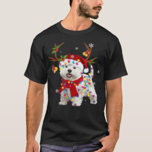 Rolig Westie jul tee ren julbelysning