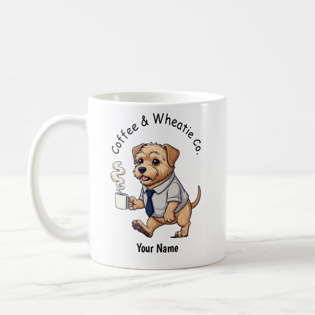 Rolig Wheaten Terrier Affärsdräkt Kaffe  Kaffemugg (Vänster)
