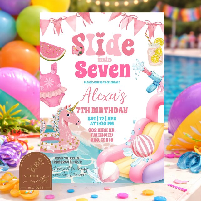 Rolig Whimsical Bild till Pool Födelsedagsinbjudan Inbjudningar (Skapare uppladdad)