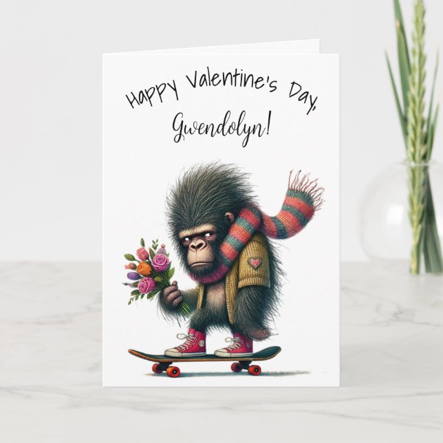 Rolig Whimsical Gorilla God Alla Hjärtans Dag Kort (Framsida)